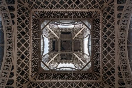 Eiffel tower bottom view industrial background, Paris, France.の写真素材
