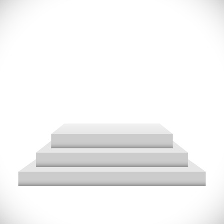 Empty white 3 steps podium vector template.のイラスト素材