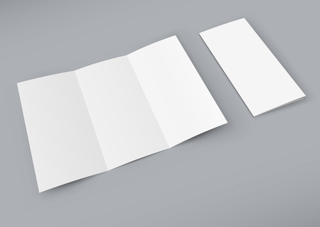 Blank white trifold booklet isolated on color background. Paper prospect mockup for design demonstration. You can easily change the color of the backgroundのイラスト素材
