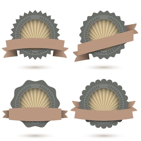 Blank retro shaded labels  set with white background.のイラスト素材