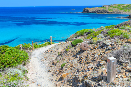 Camino de Caballos (Cami de Cavalls) - famous pathway around Menorca island, Balearic islands, Spain.の写真素材