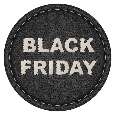 Black Friday sale leather label isolated on white background.のイラスト素材