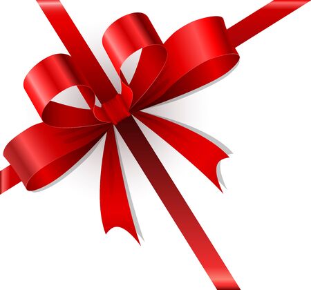 Red bow and ribbons Christmas gift vector template.のイラスト素材