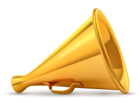 Golden retro loudspeaker isolated on white background vector illustration.のイラスト素材