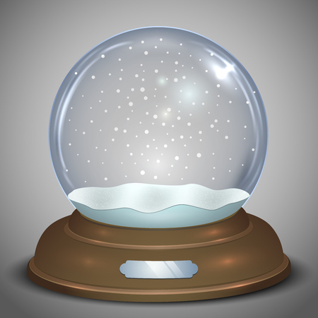 Empty Christmas snow globe with falling snowflakes vector template.のイラスト素材