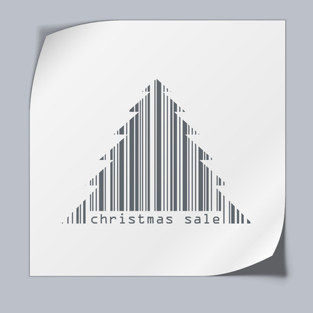 Christmas tree barcode sticker with shadow effect.のイラスト素材
