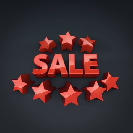 Sale promotional banner with star shapes. 3D rendering の写真素材