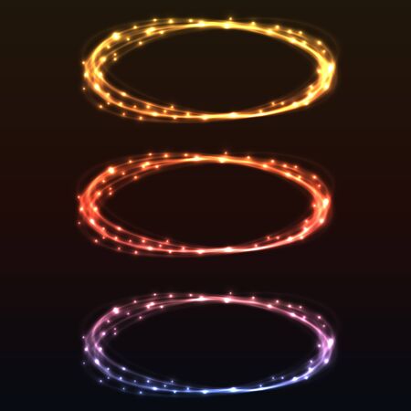 Abstract colorful glow light rings vector design element.のイラスト素材