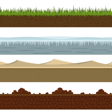 Platformer game land vector template. Outdoor level design asset.のイラスト素材