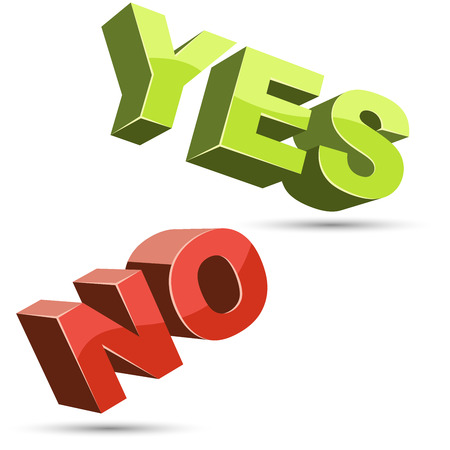 Yes and no 3D shapes flat color design . Vector illustration.のイラスト素材