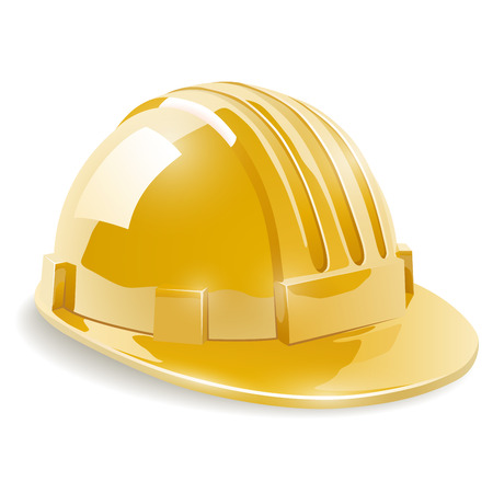 Yellow construction safety helmet isolated  . Vector illustration.のイラスト素材