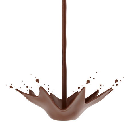 Hot chocolate flow with crown splash isolated . Vector illustration.のイラスト素材