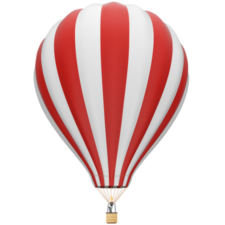 Big red and white hot air balloon isolated on white background. Vector illustration.のイラスト素材