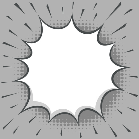 Abstract white comic burst isolated on grey background. Vector illustration.のイラスト素材