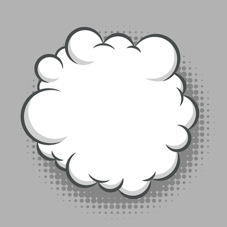 Abstract round white comic cloud isolated on grey background. Vector illustration.のイラスト素材