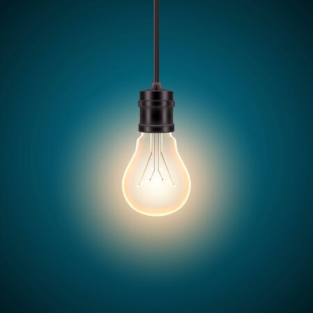 Illuminated electric bulb vector background. Eps10 file with transparency, the wall color can be easily changed.のイラスト素材