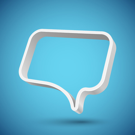 Blank 3D speech balloon banner with blue background. Vector illustration.のイラスト素材