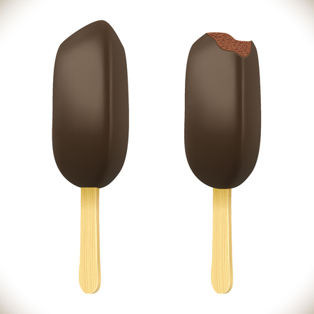 Chocolate ice cream pop isolated on white background. Vector illustration.のイラスト素材