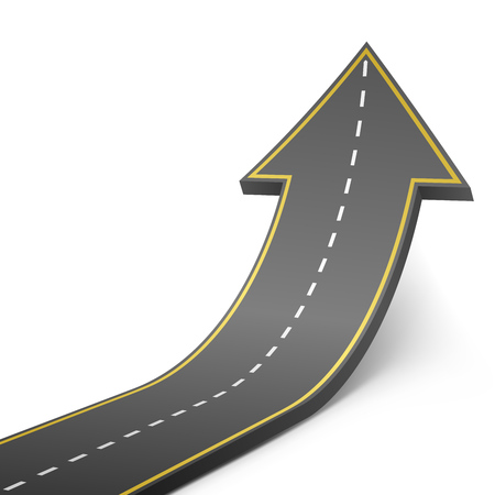 Straight road turning into ascending arrow concept vector illustration.のイラスト素材