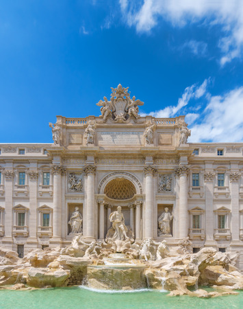The Trevi Fountain on summer sunny day. One of the most famous fountains in Rome, Italy.の写真素材