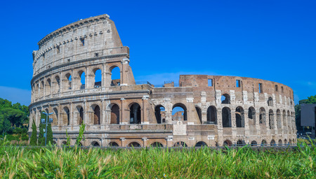Colosseum ruins on summer sunny day. The main tourist attraction in Rome, Italy.の写真素材