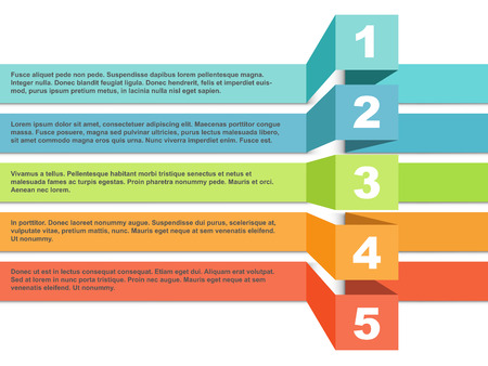Color stripes infographic template with five steps or choice option with stand out effect. Vector illustration.のイラスト素材