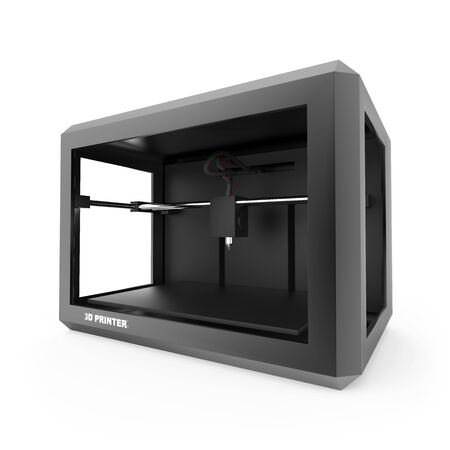 3D printer isolated on white background. 3D illustration.の写真素材