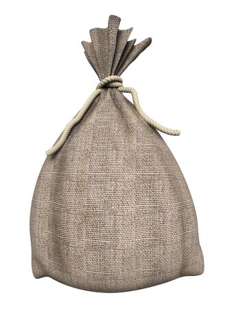 Big old sackcloth bag isolated on white background. 3D illustration.の写真素材