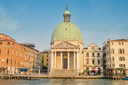 San Simeone Piccolo church at sunset in Venice, Italy. It was built in 1738 by Giovanni Antonio Scalfarotto.の写真素材