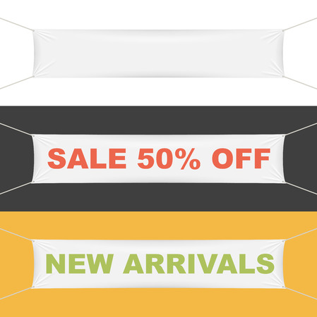 Blank white street banner template with samples. Vector illustration.のイラスト素材