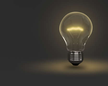 Light bulb in the dark concept background. 3D illustration.の写真素材