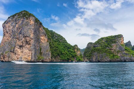 Rocks of Loh Samah Bay at Phi Phi Leh island, Thailand.の写真素材