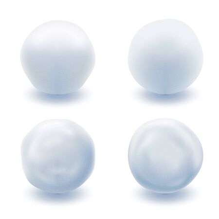 Snowball Set Isolated with Transparent Shadow. Winter Symbol. Christmas Time Design Element. Vector Illustration.のイラスト素材