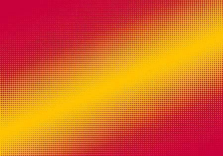Red and yellow pop art diagonal halftone background. Positive joyful backdrop. Two color fun background.のイラスト素材