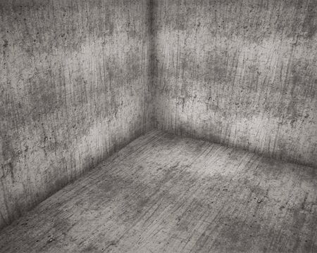 Corner of Old Concrete Room Grunge Background. 3D Illustration.の写真素材
