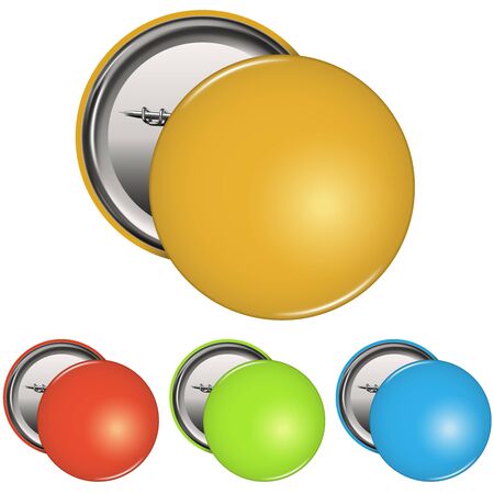 Color Blank Pin Button Badge Set Isolated on White Background. Vector Illustration.のイラスト素材