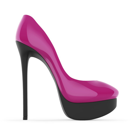 Pink Ladies' Court Shoe Isolated on White Background. Side View. 3D Illustration.の写真素材
