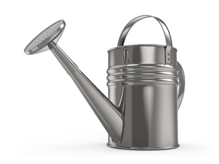 Metal Watering Pot Isolated on White Background with Shadow. 3D Illustration.の写真素材