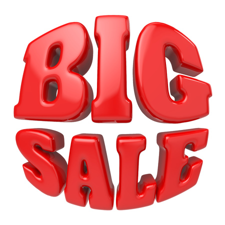 Big Sale Shop Poster Template with White Background. 3D Illustration.の写真素材