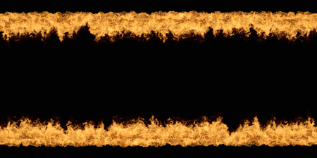 Seamless Black background with Bottom and Top Fire Stripes 3D Illustration.の写真素材