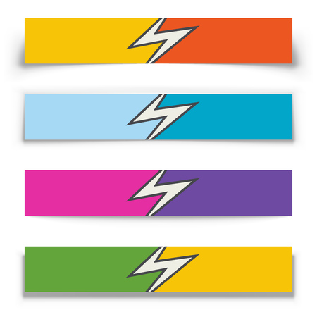 Danger Arrow Split 2 Color Horizontal Banners with Shadow Effect. Vector illustration.のイラスト素材