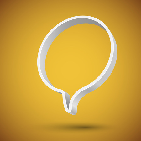 Blank round 3D speech balloon banner with yellow background. Vector illustration.のイラスト素材