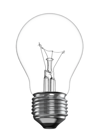 Electric Light Bulb Isolated on White Background. Solution, Ides Symbol. 3D Illustration.の写真素材
