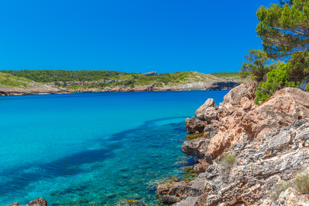 Menorca Island Coast in the Area of Playa Des Bot, Balearic Islands, Spain.の写真素材