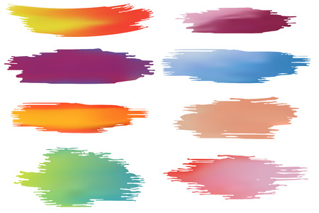 Colorful Paint Stroke Brushes Set. Advertising Design Element. Vector Illustration.のイラスト素材