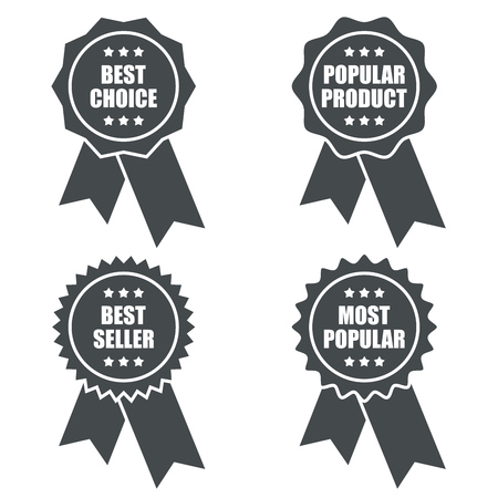Popular Product Promotional Tag with Ribbons. Vector Illustration.のイラスト素材