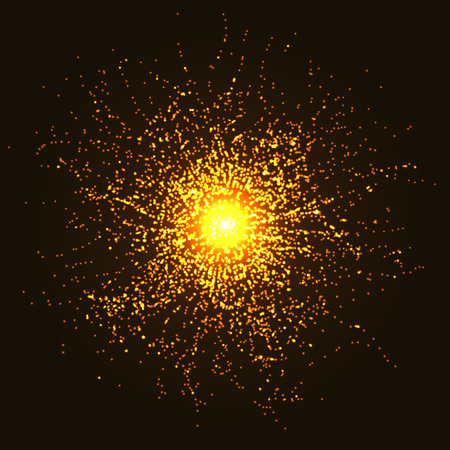 Hot Yellow Particles Blast Background. Vector Illustration.のイラスト素材