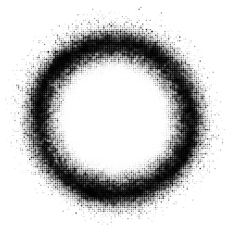 Black and White Halftone Dotted Ring Element. Vector Illustration.のイラスト素材