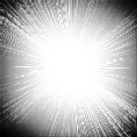 Black and White Halftone Dotted Sunburst Texture. Vector Illustration.のイラスト素材