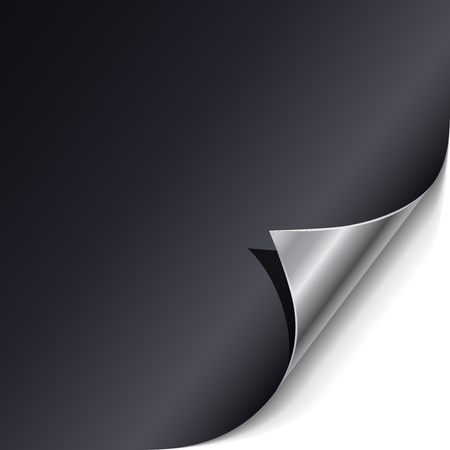 Black Cover Paper Curled Metallic Corner Curl. Vector Illustration.のイラスト素材